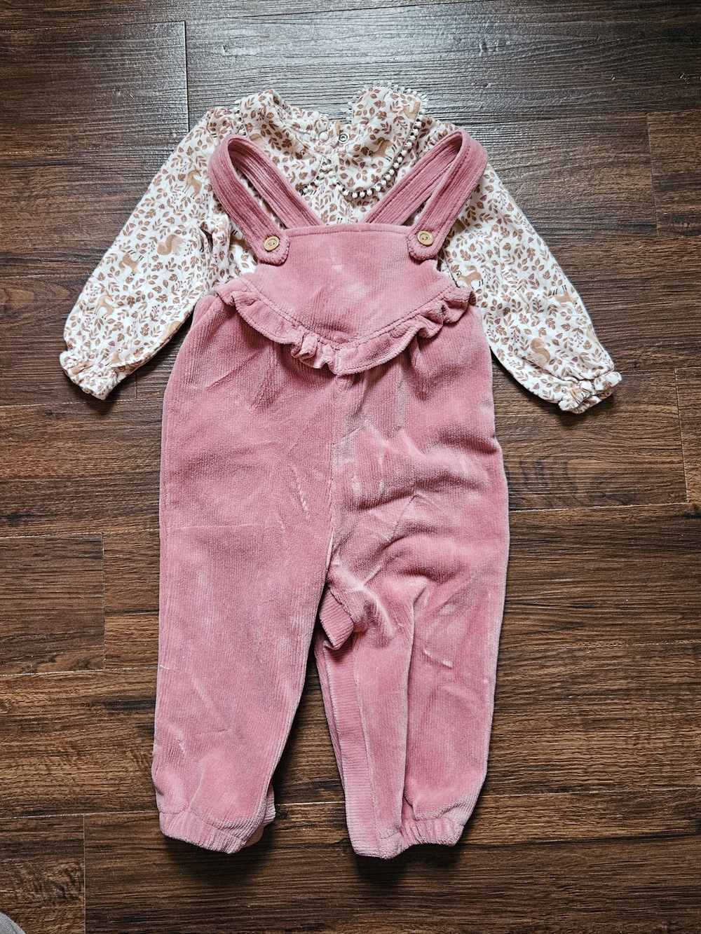 Haute Hippie Dusty Pink Corduroy Ruffle Overalls